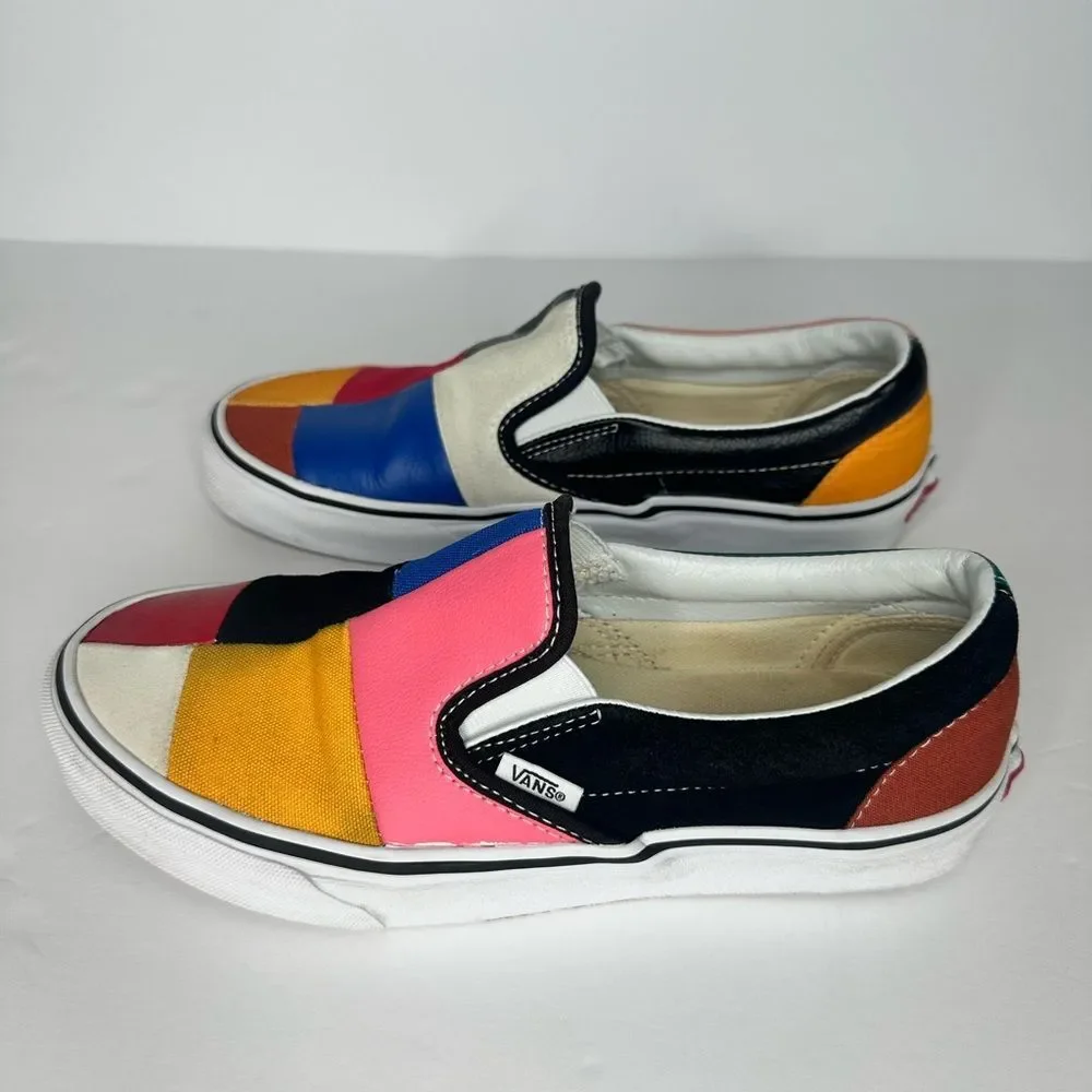 VANS Classic Patchwork Leather & Canvas Slip-On Textile Sneakers | Size 8 - Picture 4 of 10